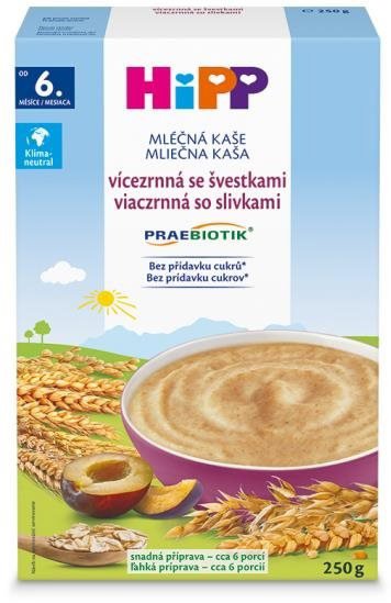 HiPP PRAEBIOTIK Mléčná kaše vícezrnná se švestkami 250 g