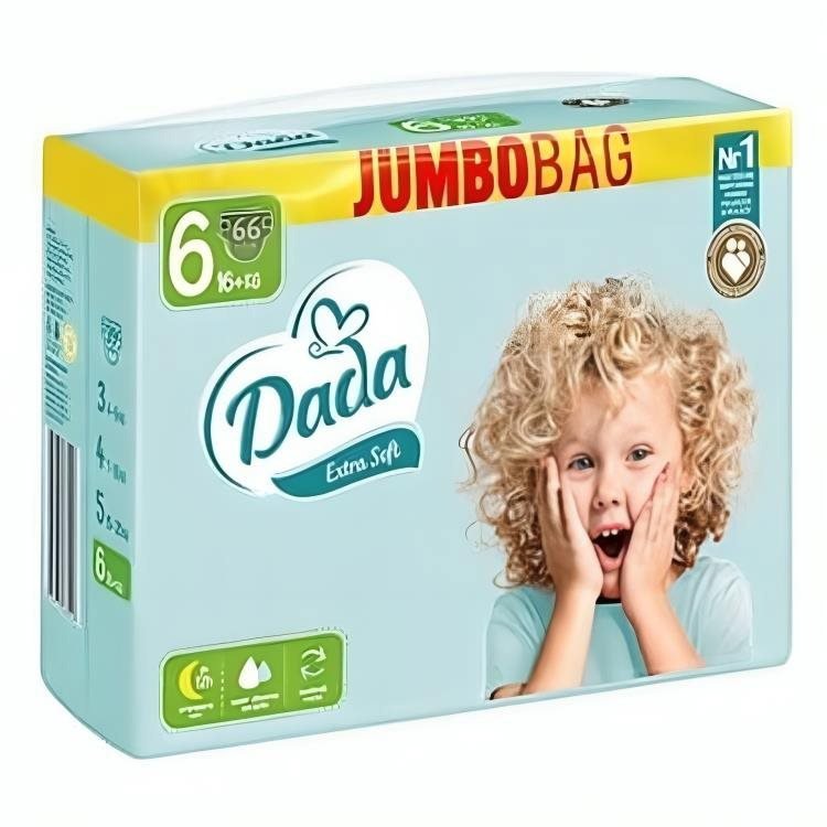 Jednorázové pleny DADA Jumbo Bag Extra Soft vel. 6, 66 ks