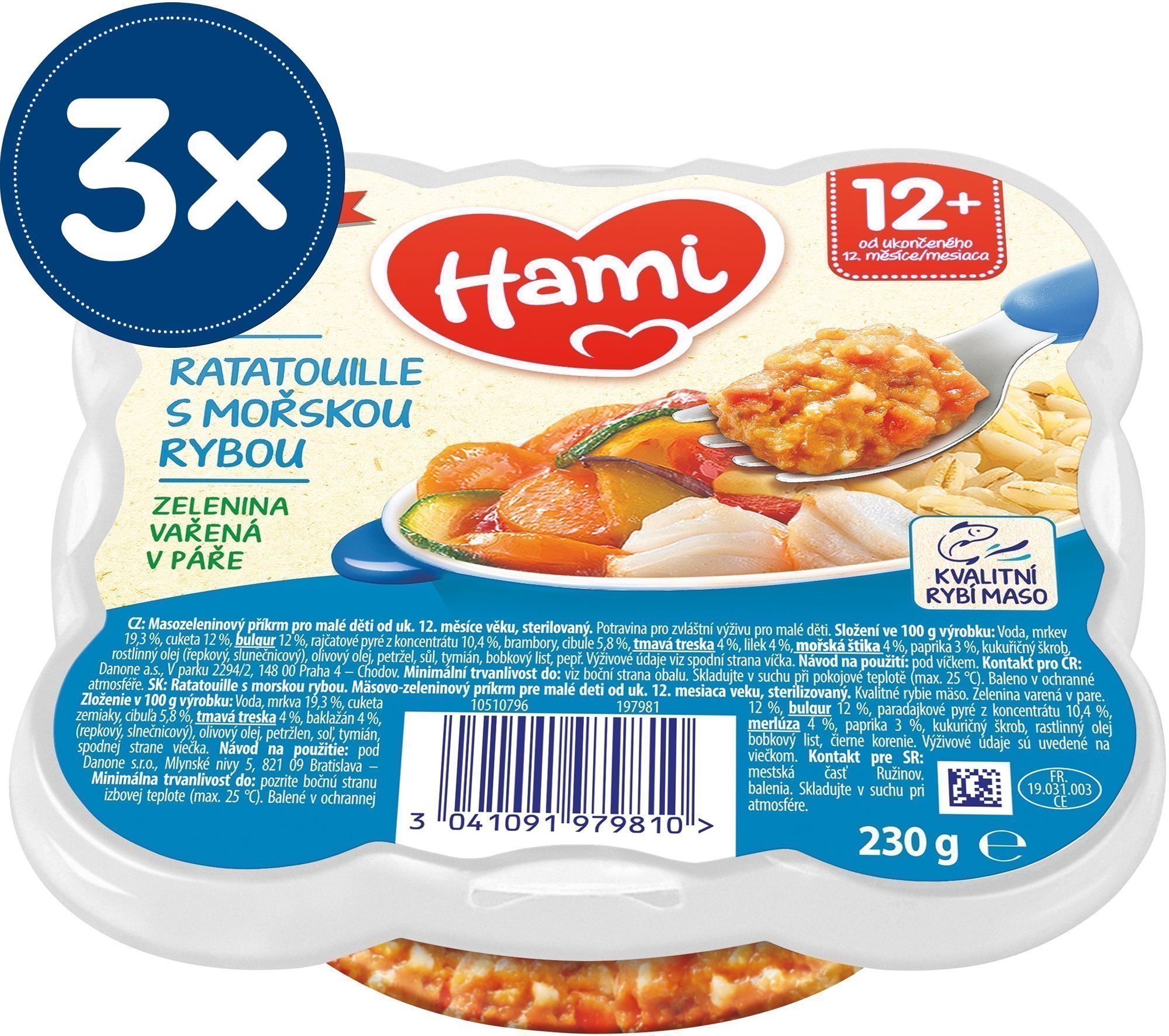 Příkrm HAMI Talířek Zeleninové ratatouille s mořskou rybou 3× 230 g