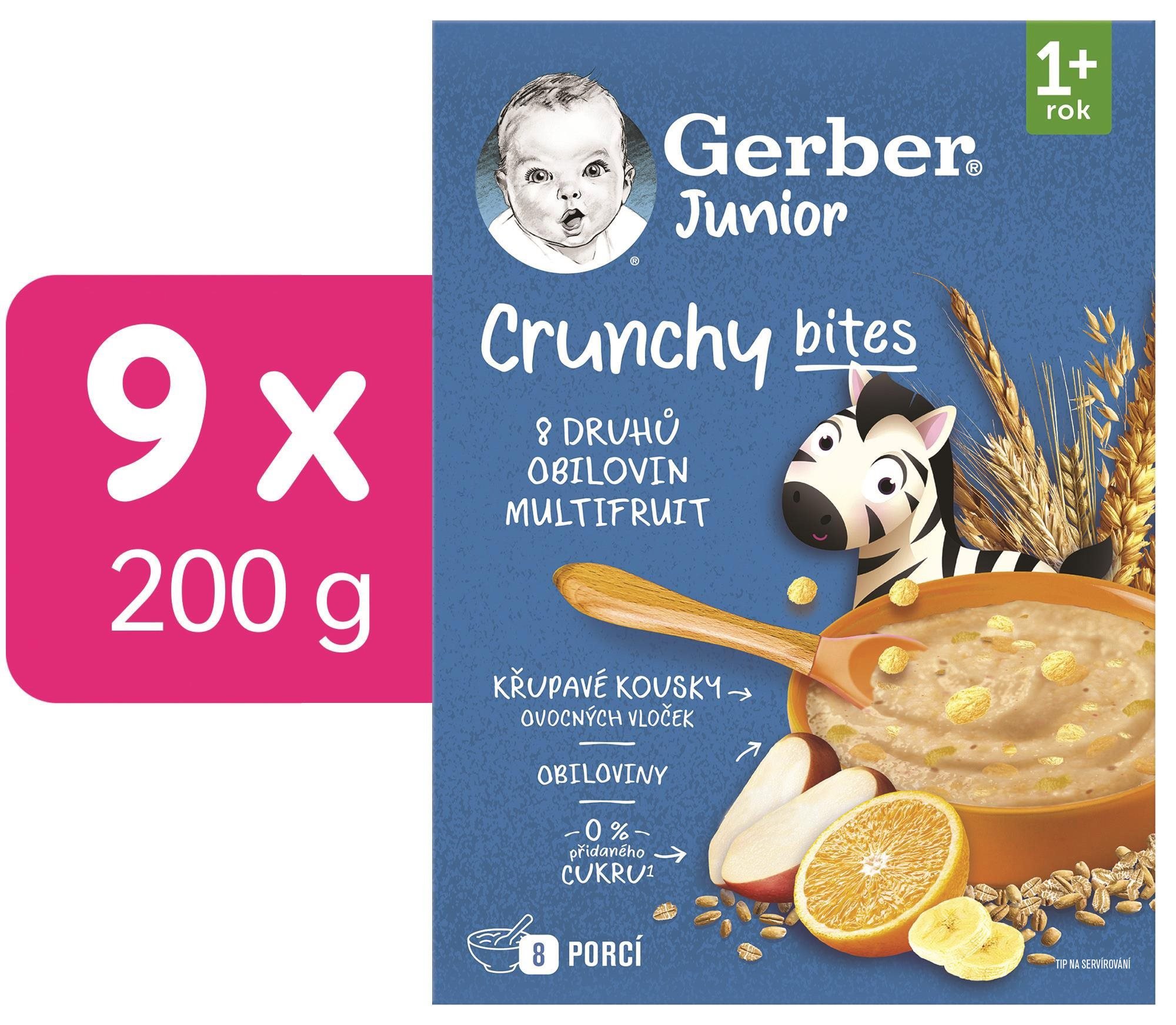 Nemléčná kaše GERBER Junior nemléčná kaše ovocná s křupavými kousky 9× 200 g