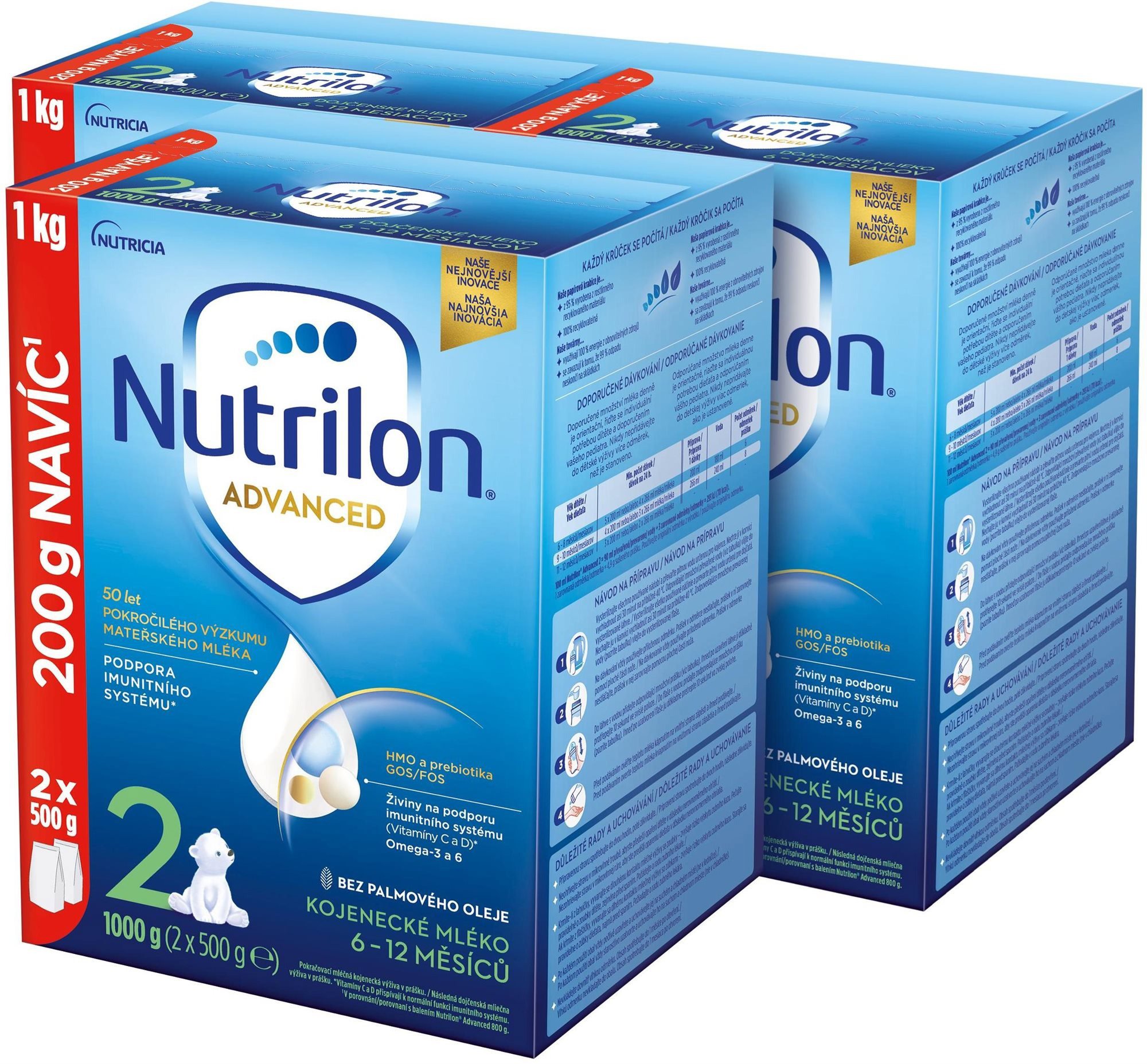 BABY3927 Nutrilon 2 Advanced pokračovací kojenecké mléko 3× 1 kg, 6+