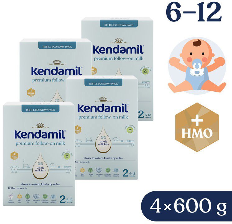 Kojenecké mléko Kendamil Premium Box 2 HMO+ (4× 600 g)