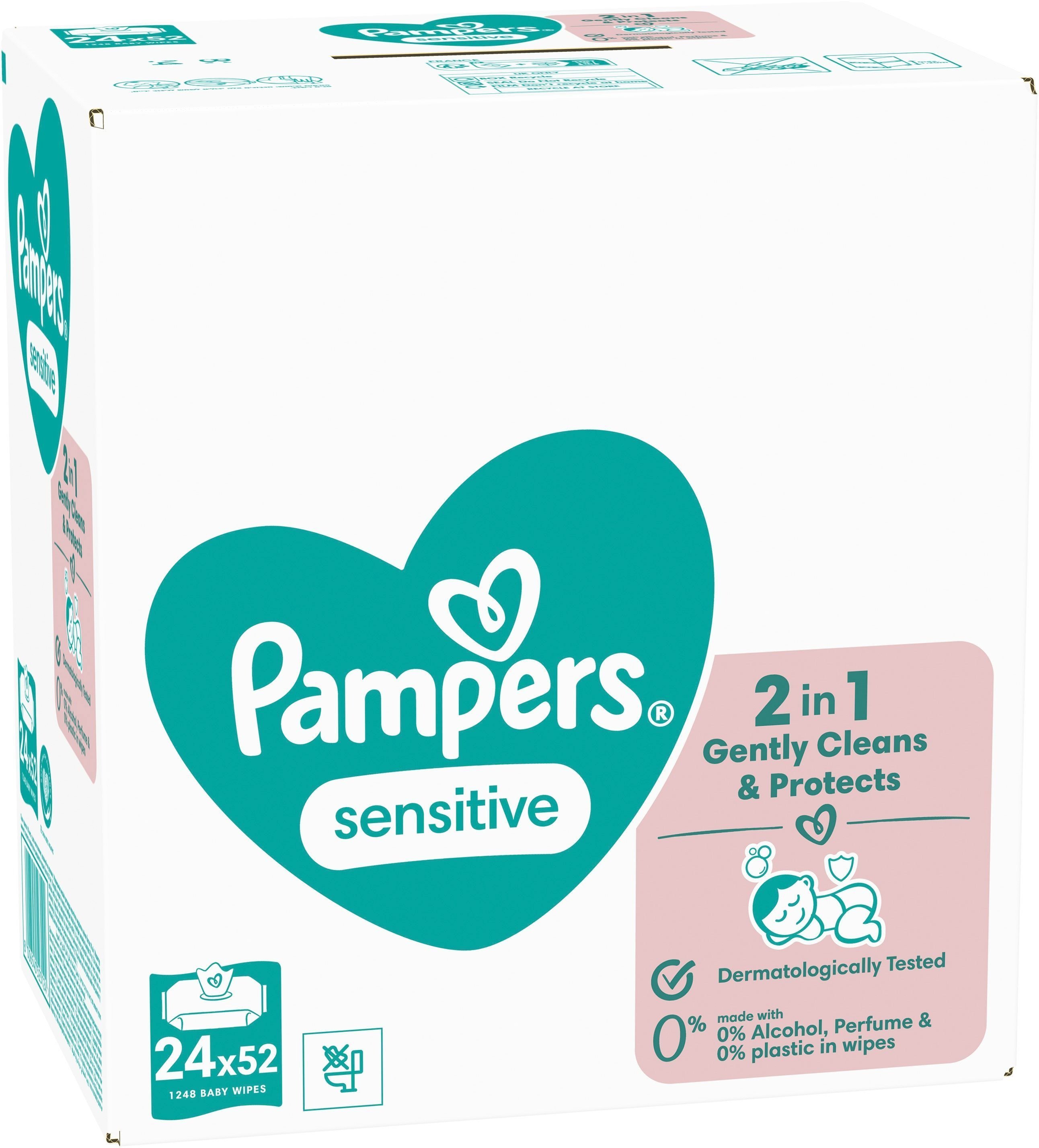 Dětské vlhčené ubrousky Pampers Sensitive Plastic Free 24 x 52ks