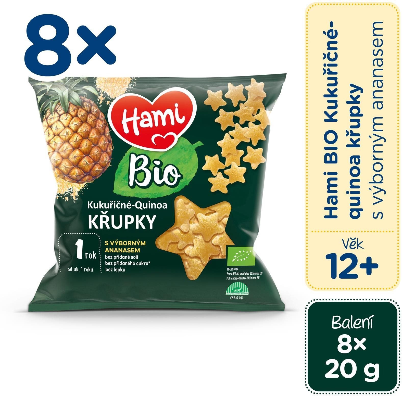 HAMI BIO kukuřičné-quinoa křupky s ananasem 12+ 8× 20 g