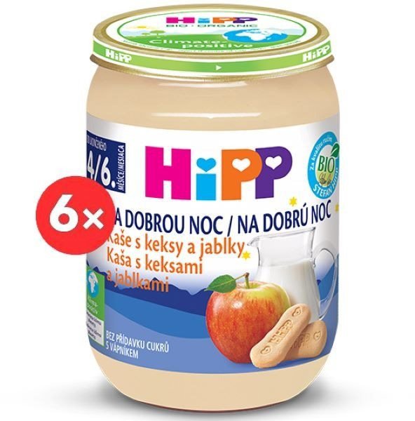 HiPP BIO Kaše na dobrou noc s keksy a jablky - 6× 190 g