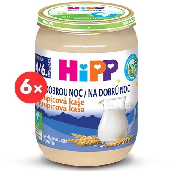 HiPP BIO Kaše na dobrou noc krupicová - 6× 190 g