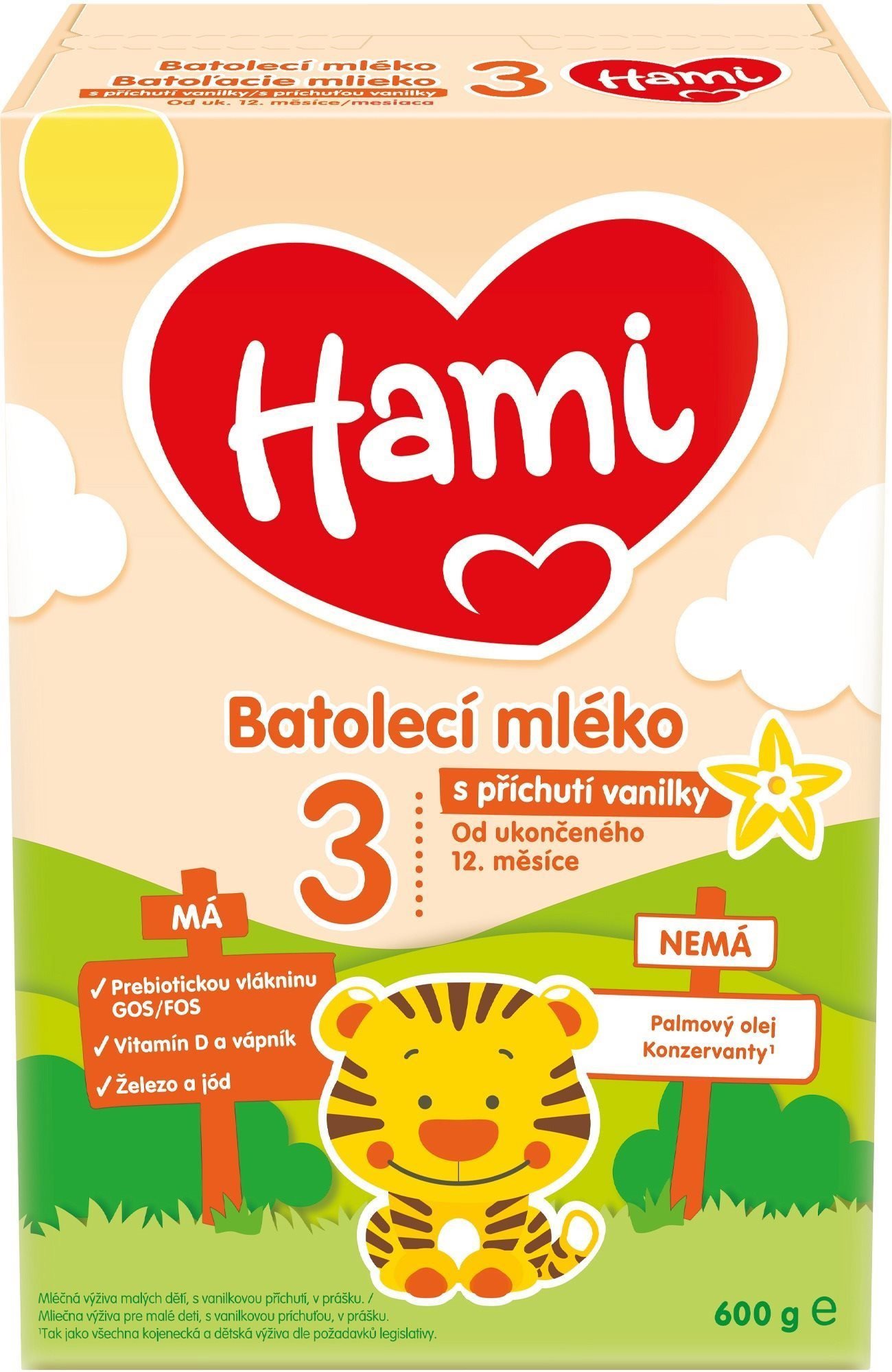 Kojenecké mléko Hami 3 batolecí mléko s příchutí vanilky 600 g