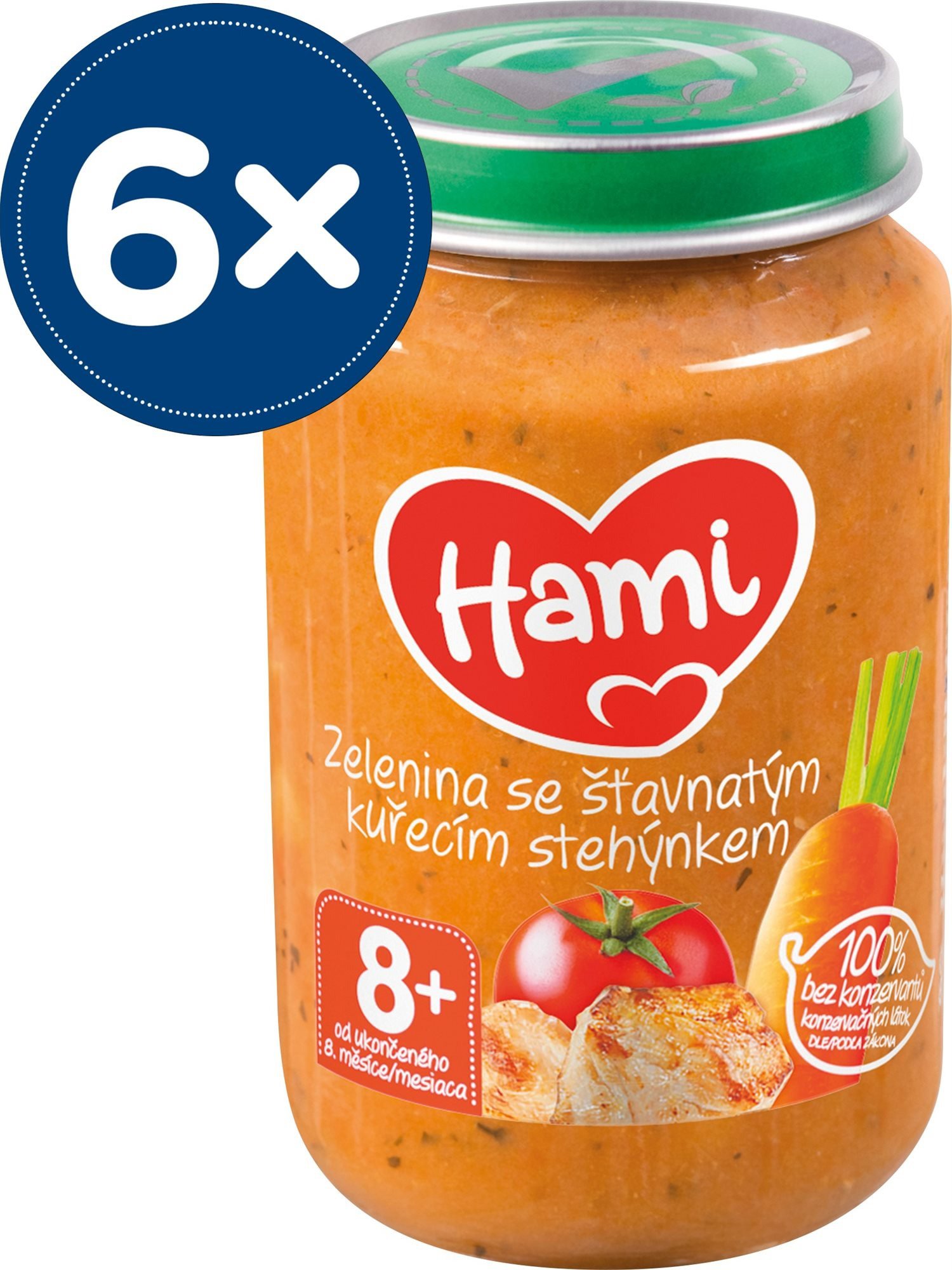 Příkrm Hami Zelenina se šťavnatým kuřecím stehýnkem 6× 200 g