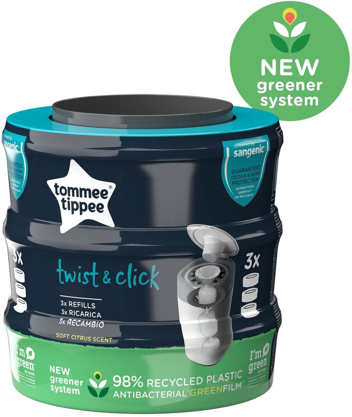 Sáčky na pleny Tommee Tippee Twist & Click Náhradní Kazety, 3 ks