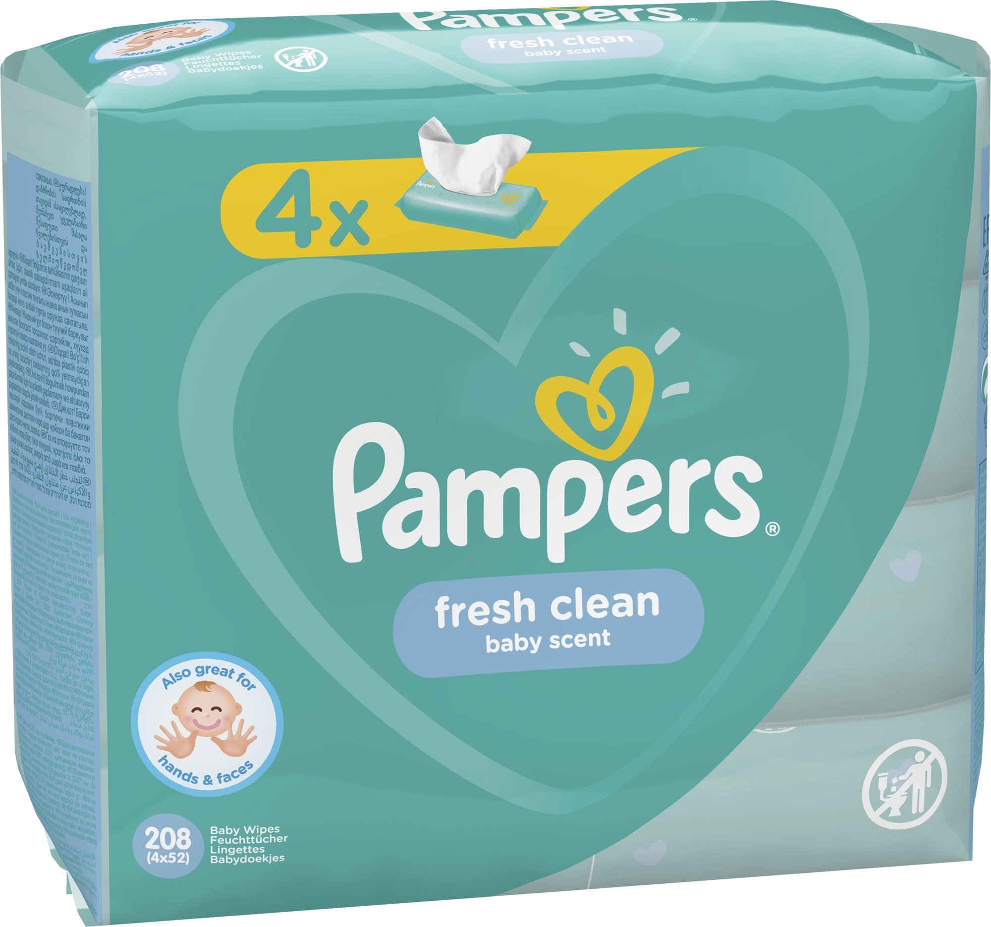 Dětské vlhčené ubrousky PAMPERS Fresh Clean 4× 52 ks