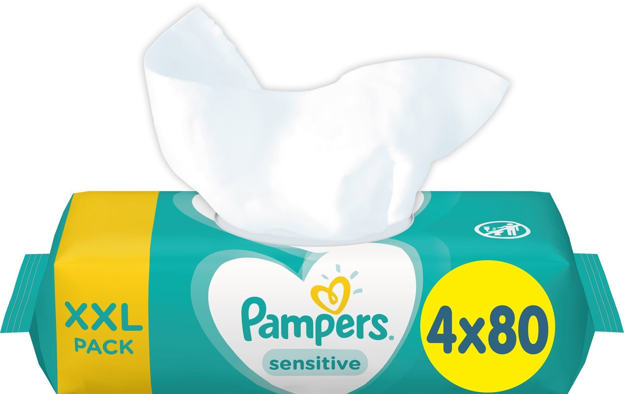 Dětské vlhčené ubrousky PAMPERS Sensitive XXL 4× 80 ks