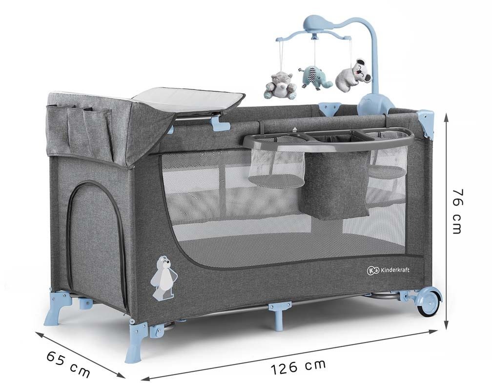 Cestovní postýlka Kinderkraft Joy Blue s doplňky