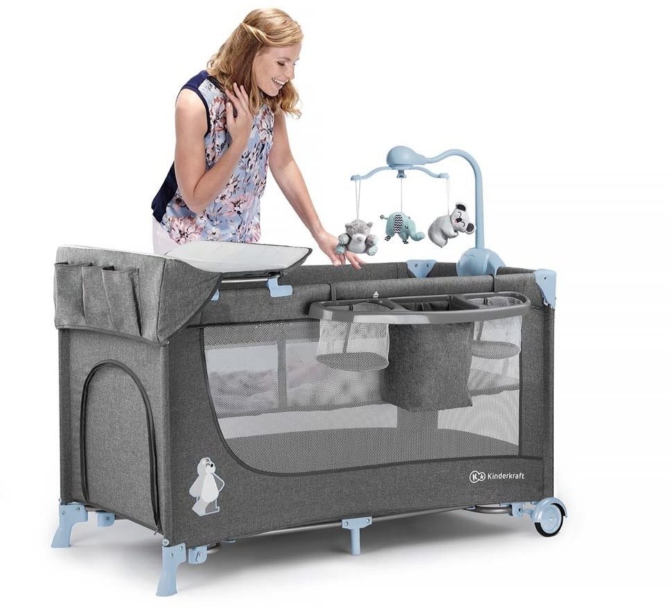 Cestovní postýlka Kinderkraft Joy Blue s doplňky