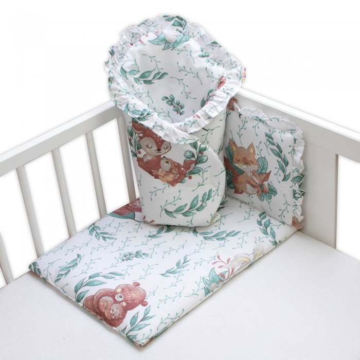 Baby Nellys Sada pro panenku 3D - zavinovačka, peřinka a polštářek, Lulu Natural,mátová
