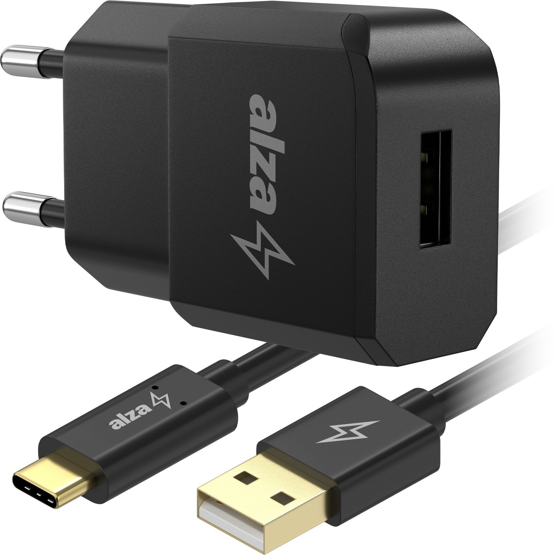 Set AlzaPower Smart Charger 2.1A černá + Core USB-C 2.0 1m černý