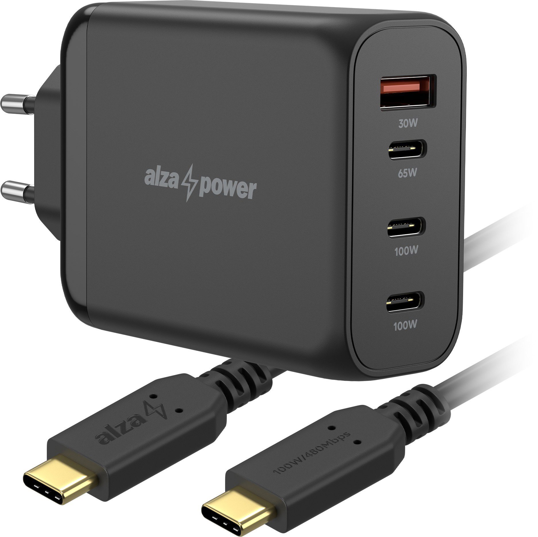 Set AlzaPower M7503CA Fast Charge 100W černá + Core USB-C 2.0 100W 2m černý