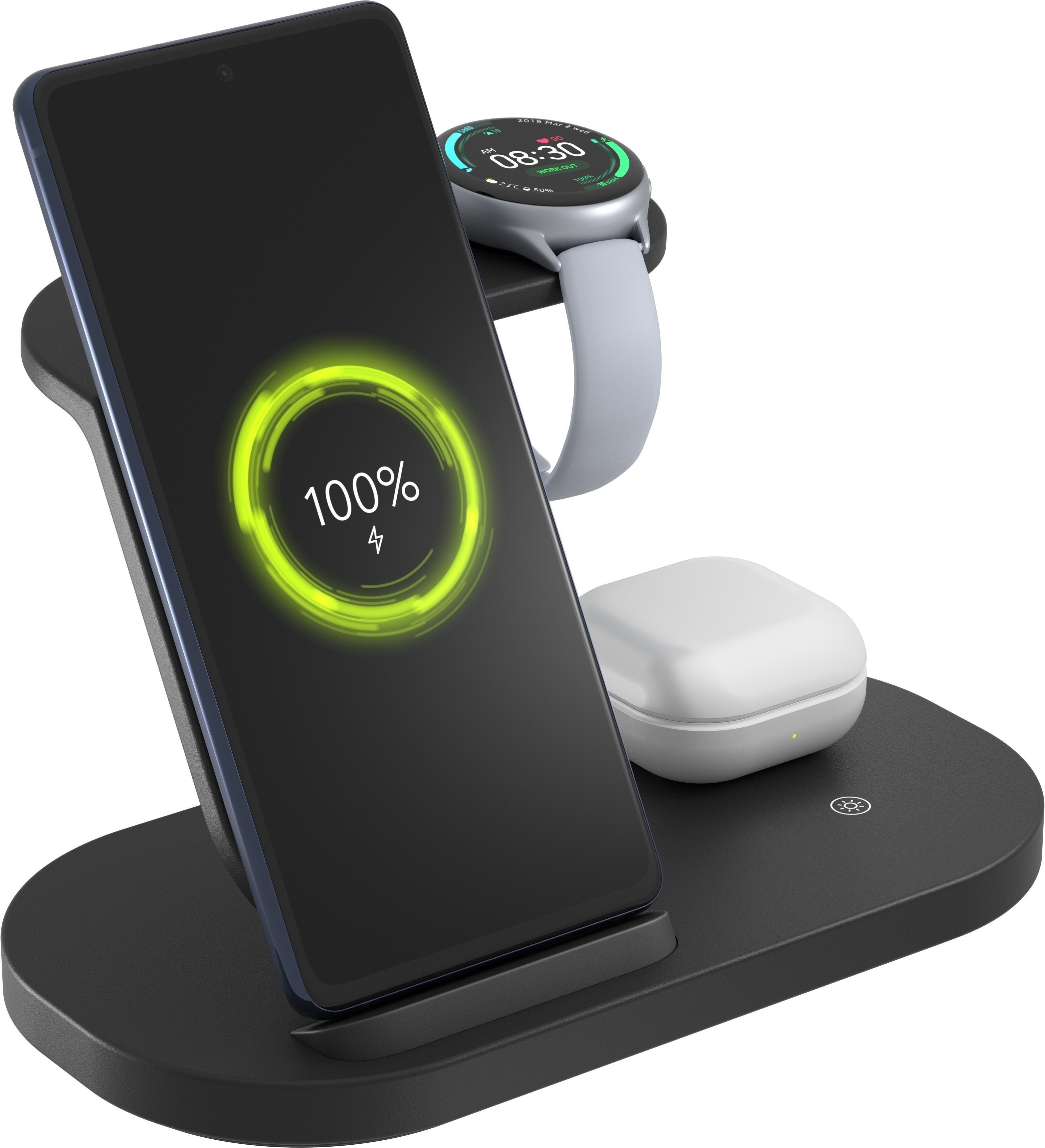 Set AlzaPower WSC100B 3in1 Wireless Charger für Samsung schwarz + A100 Fast Charge 20W schwarz