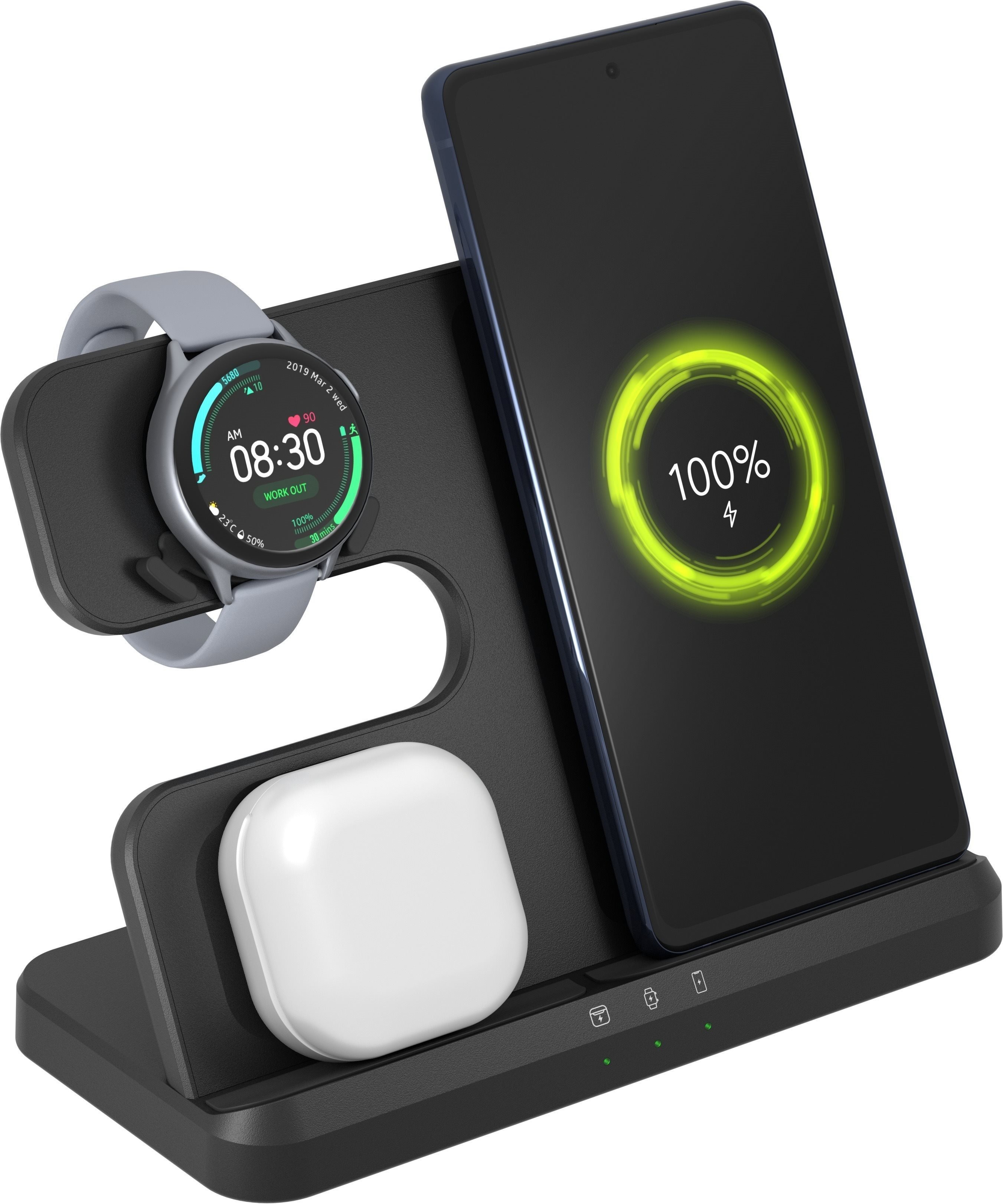 Set AlzaPower WSC120B 3in1 Wireless Charger pro Samsung černá + A100 Fast Charge 20W černá