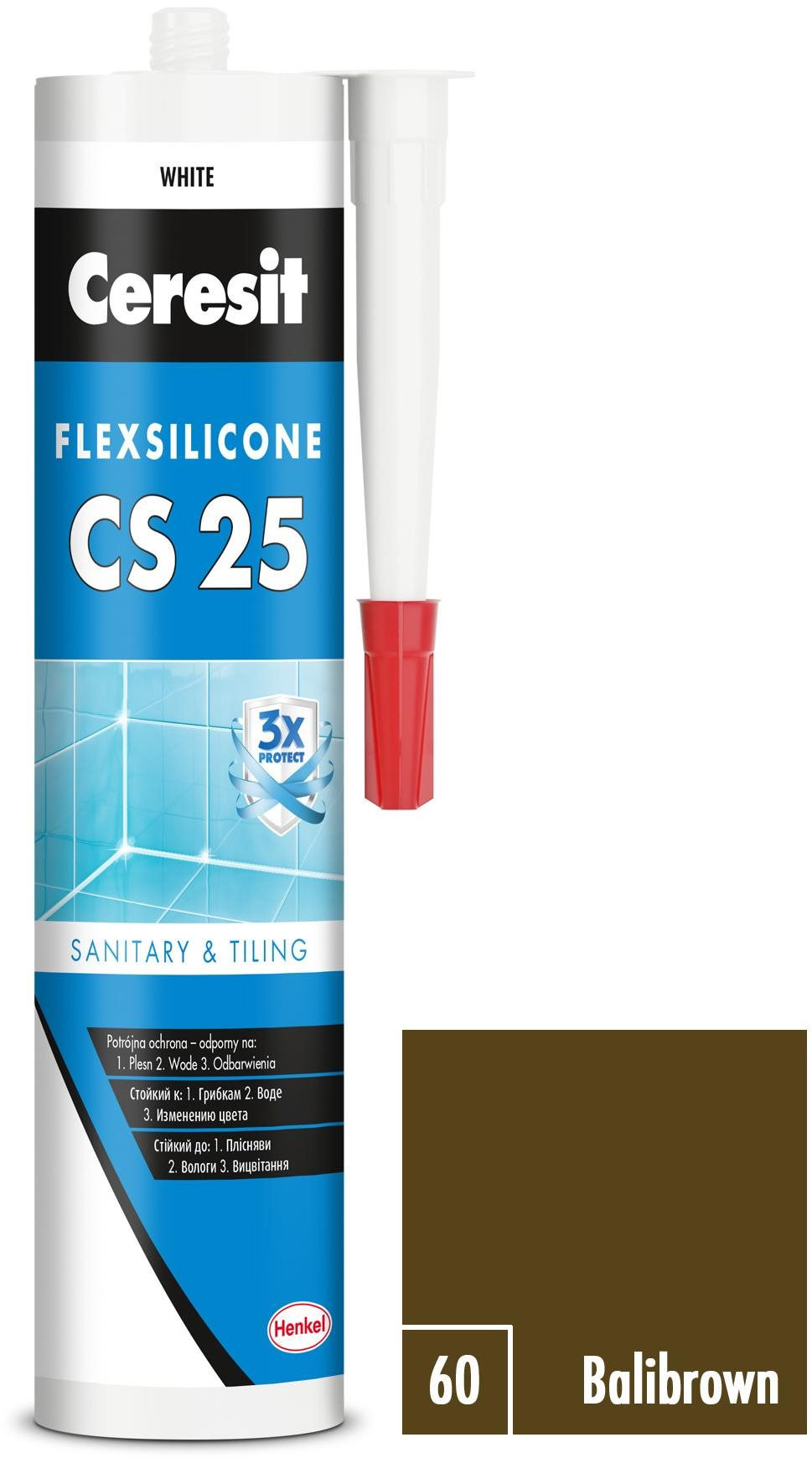 Ceresit Sanitární silikon CS 25 balibrown, 280 ml