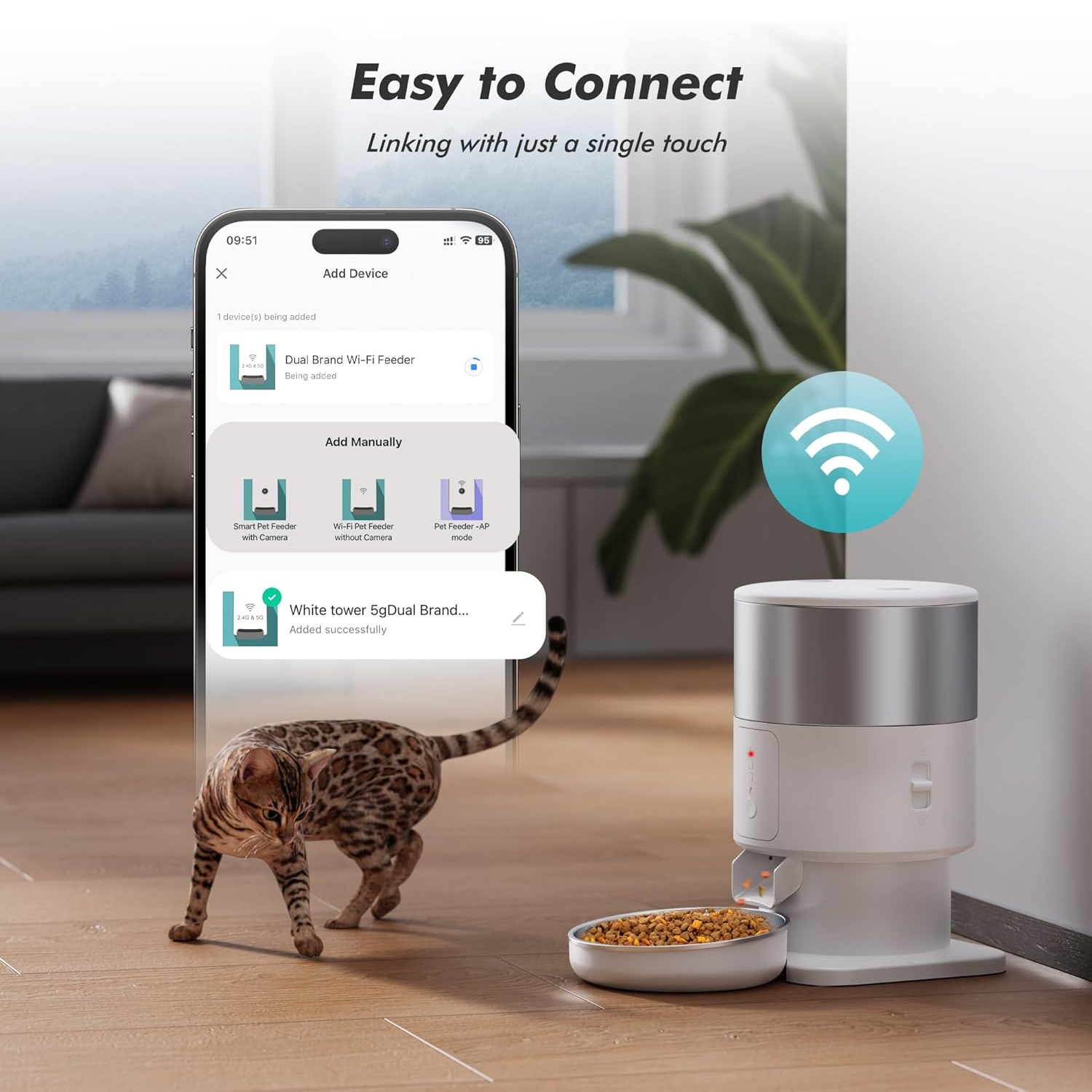 Dávkovač krmiva Tikpaws PF07 Automatický dávkovač krmiva s WiFi, zásobník 3000 ml