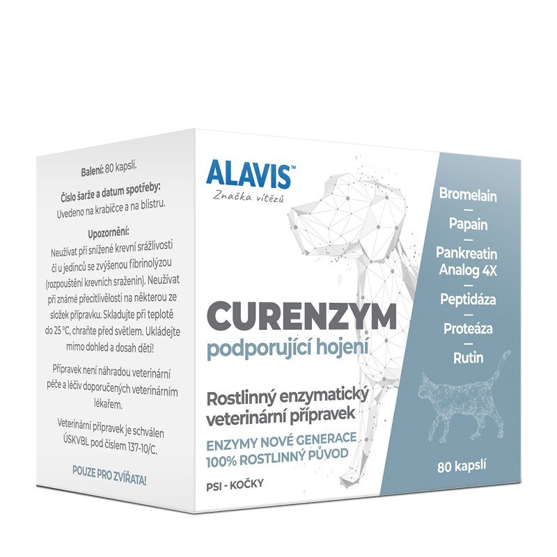 Doplněk stravy pro psy ALAVIS™ CURENZYM Enzymoterapie 80 kapslí