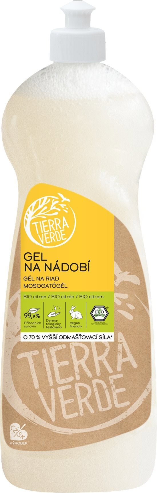TIERRA VERDE gel na nádobí s BIO citronovou silicí 1 l