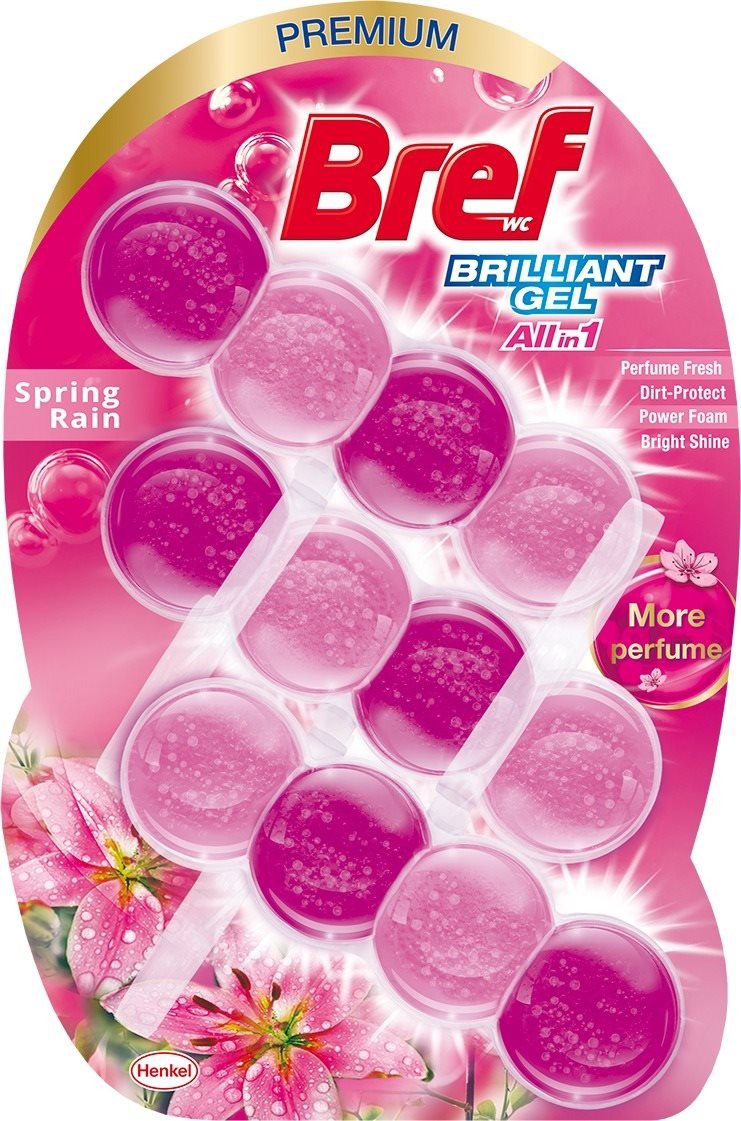 WC blok BREF Brilliant Gel Spring Rain 3× 42 g