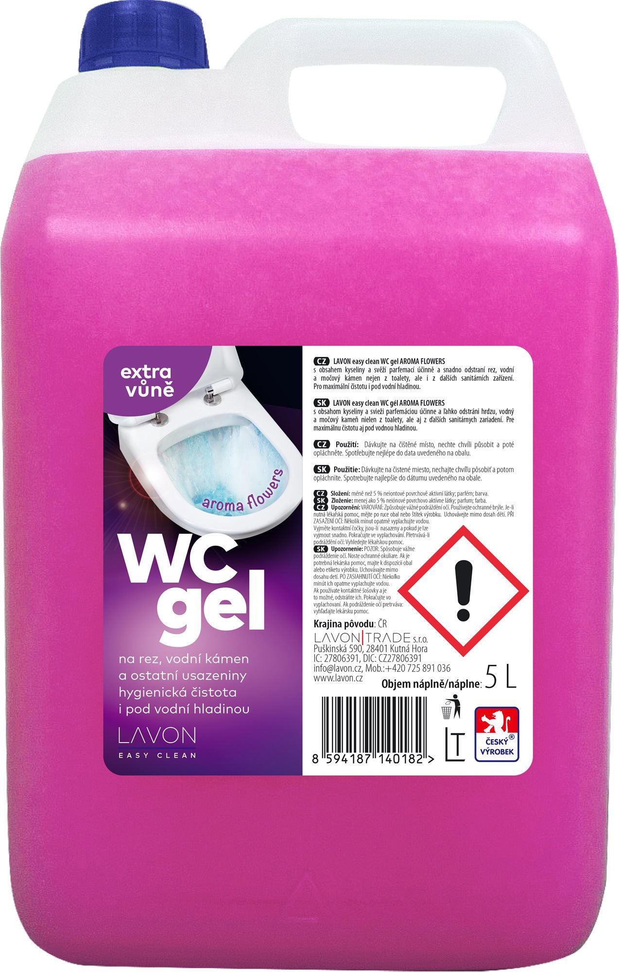 WC gel LAVON Aroma flowers,5 l pro dokonale čistou a svěží toaletu