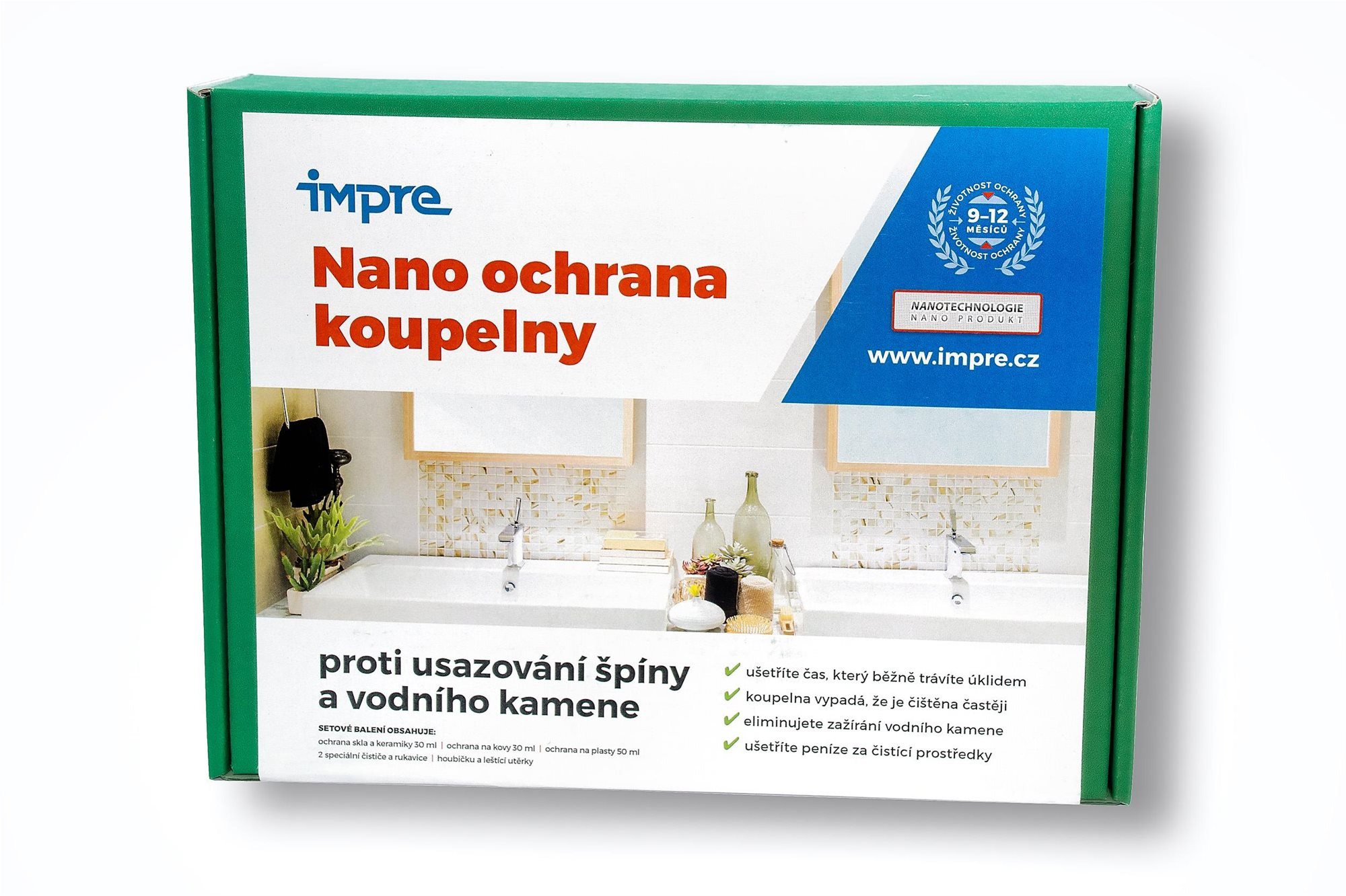Čistič koupelen IMPRE Nano ochrana koupelny proti usazování špíny a vodního kamene 30 ml