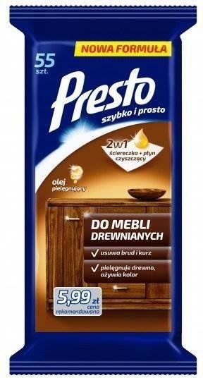 Čisticí ubrousky PRESTO čistící ubrousky na dřevený nábytek 55 ks