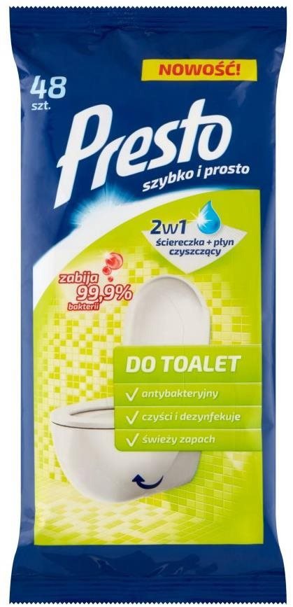 Čisticí ubrousky PRESTO vlhčené utěrky na wc 48 ks