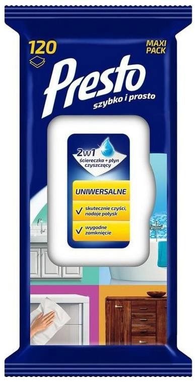 Čisticí ubrousky PRESTO vlhčené utěrky univerzal 120 ks