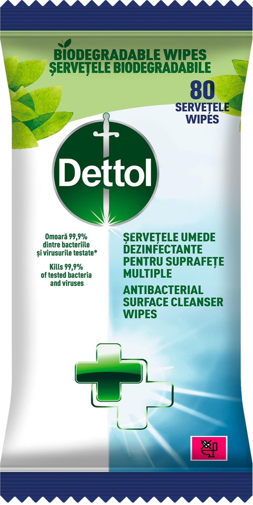 Čisticí ubrousky DETTOL Antibakteriální ubrousky na povrchy 80 ks