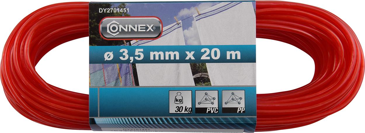CONNEX PVC/PP prádelní šňůra, 3,5 mm × 20 m, různé barvy