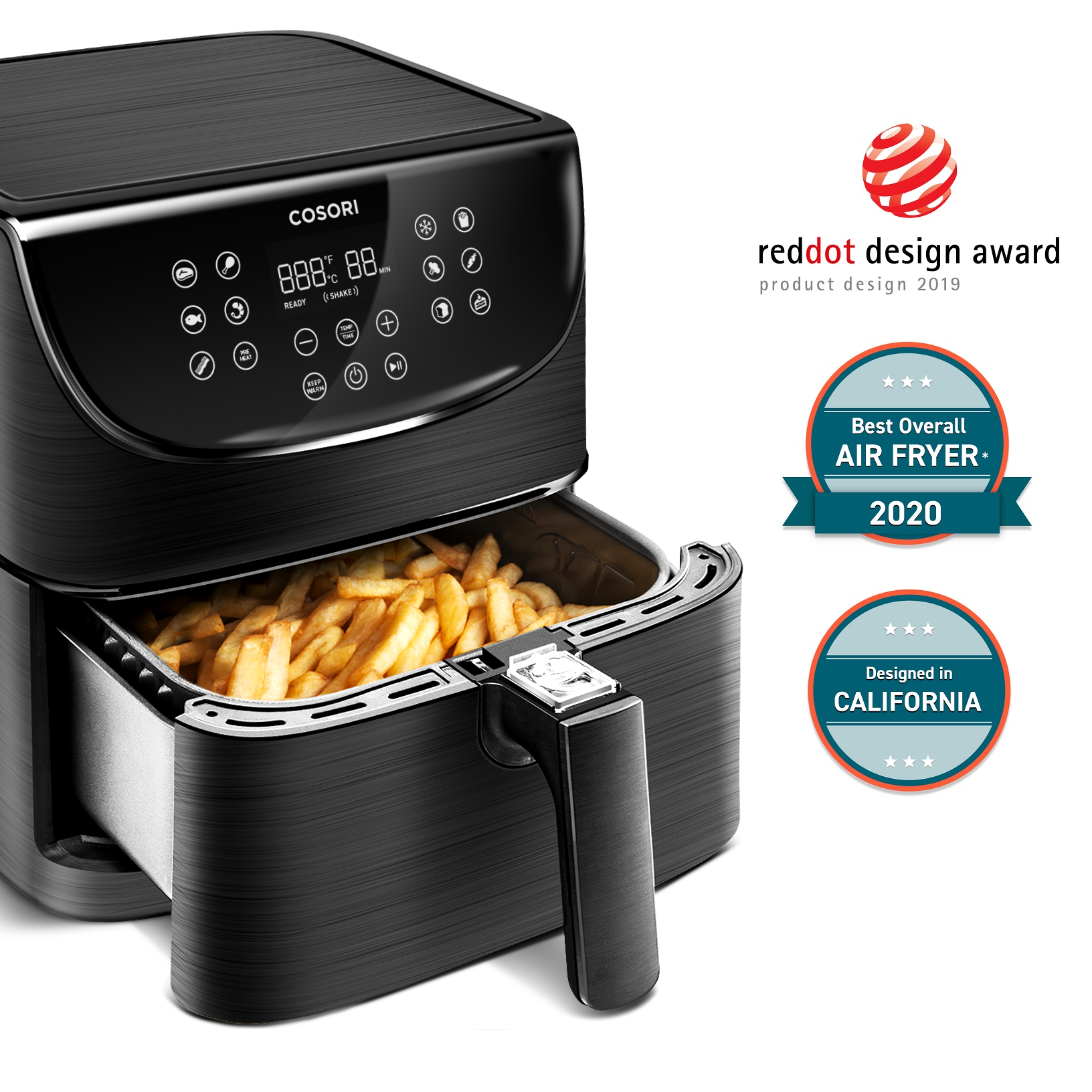 Horkovzdušná fritéza Cosori CS158-AF PREMIUM SMART + špízy 5 ks a grilovací rošt