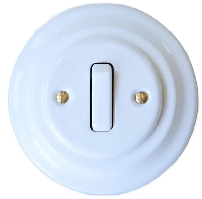 CeramicHomeCZ Porcelánový vypínač Typ tlačítko kompletní bílý