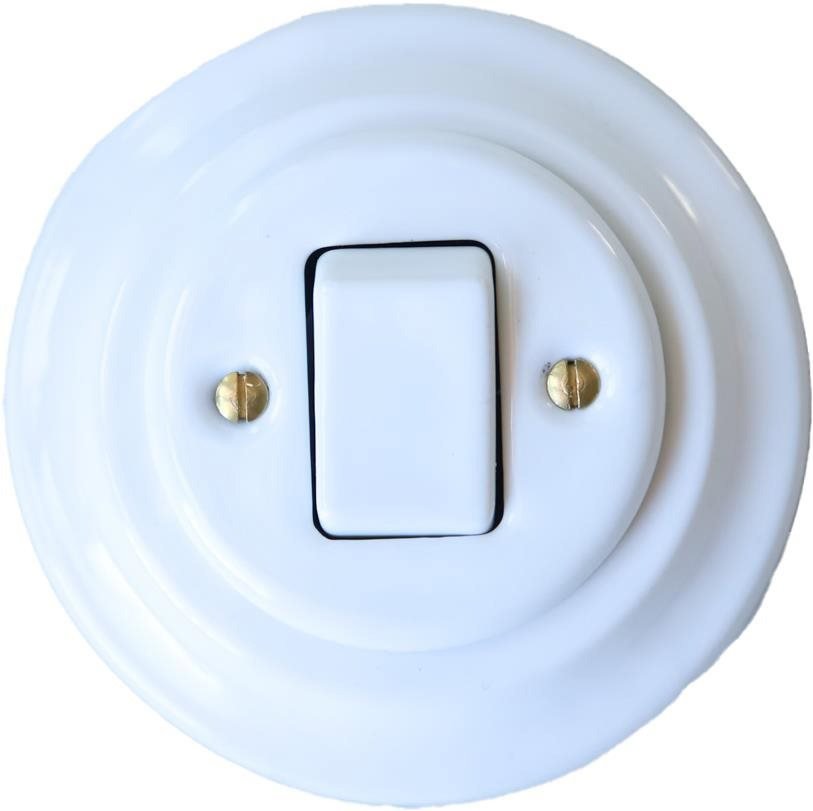 CeramicHomeCZ Porcelánový vypínač typ 7 kompletní bílý