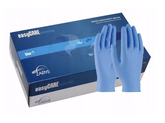 Nitrilové rukavice ZARYS easyCARE, bez pudru - modré M (balení - 100 ks)