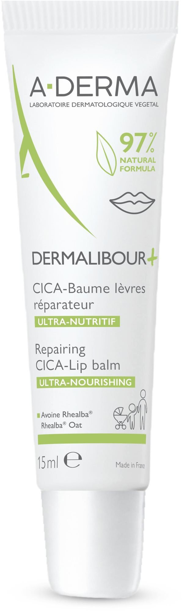 A-DERMA Dermalibour+ Reparační CICA-Balzám na rty 15 ml