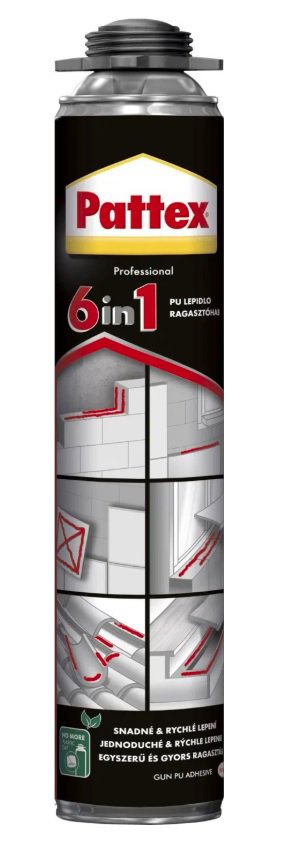 Lepidlo PATTEX 6v1 pistolová PU pěna 750 ml