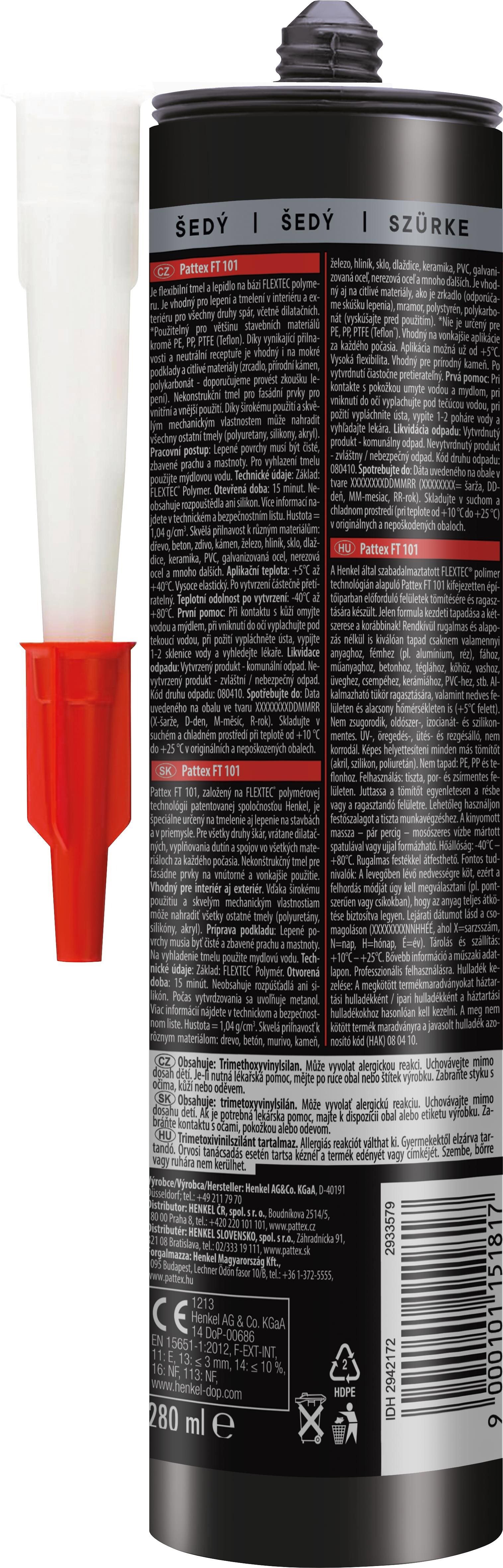 PATTEX FT101 glue & sealant grey 280 ml