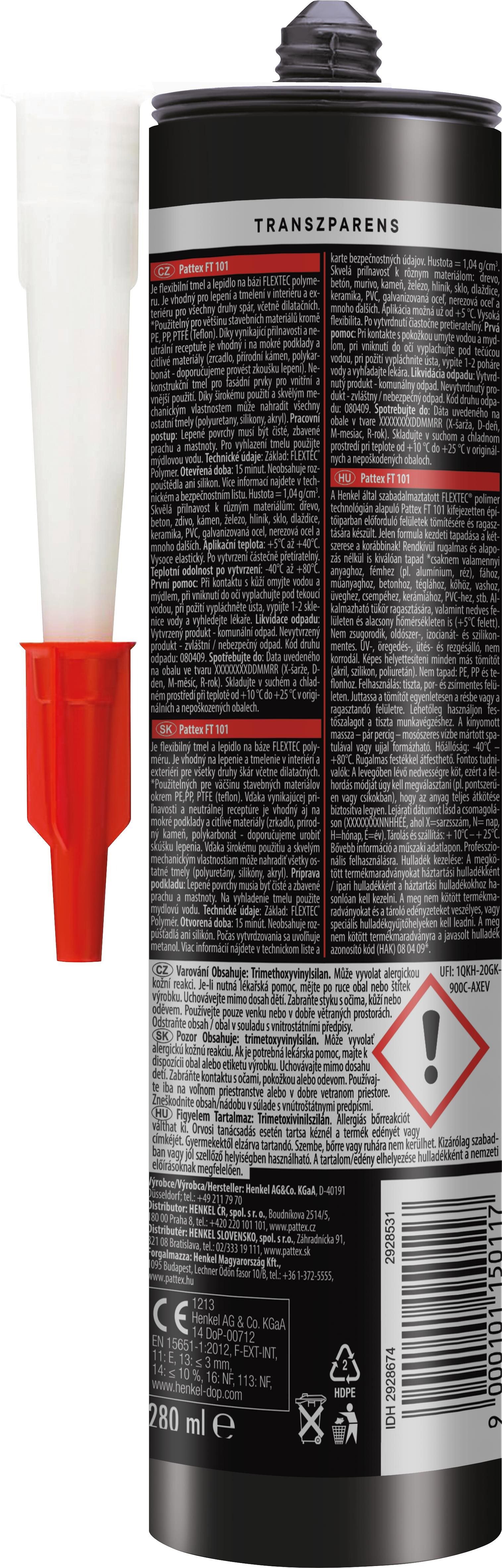 PATTEX FT101 adhesive & sealant transparent 280 ml