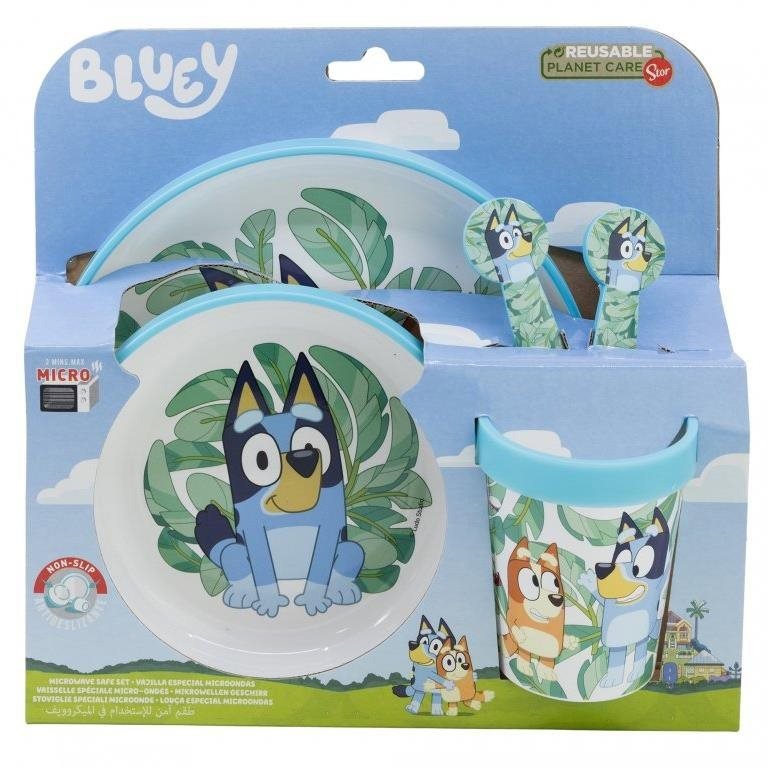 Dětská jídelní sada 18863858 Protiskluzová Premium sada 5 ks - Bluey