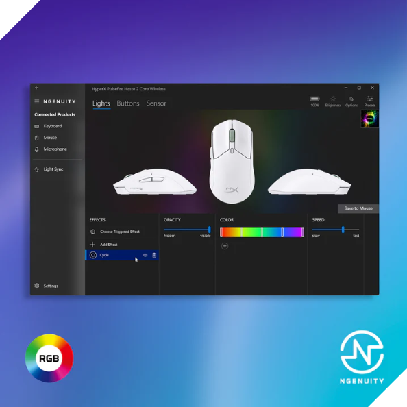 Herní myš HyperX Pulsefire Haste 2 Core Wireless, bílá