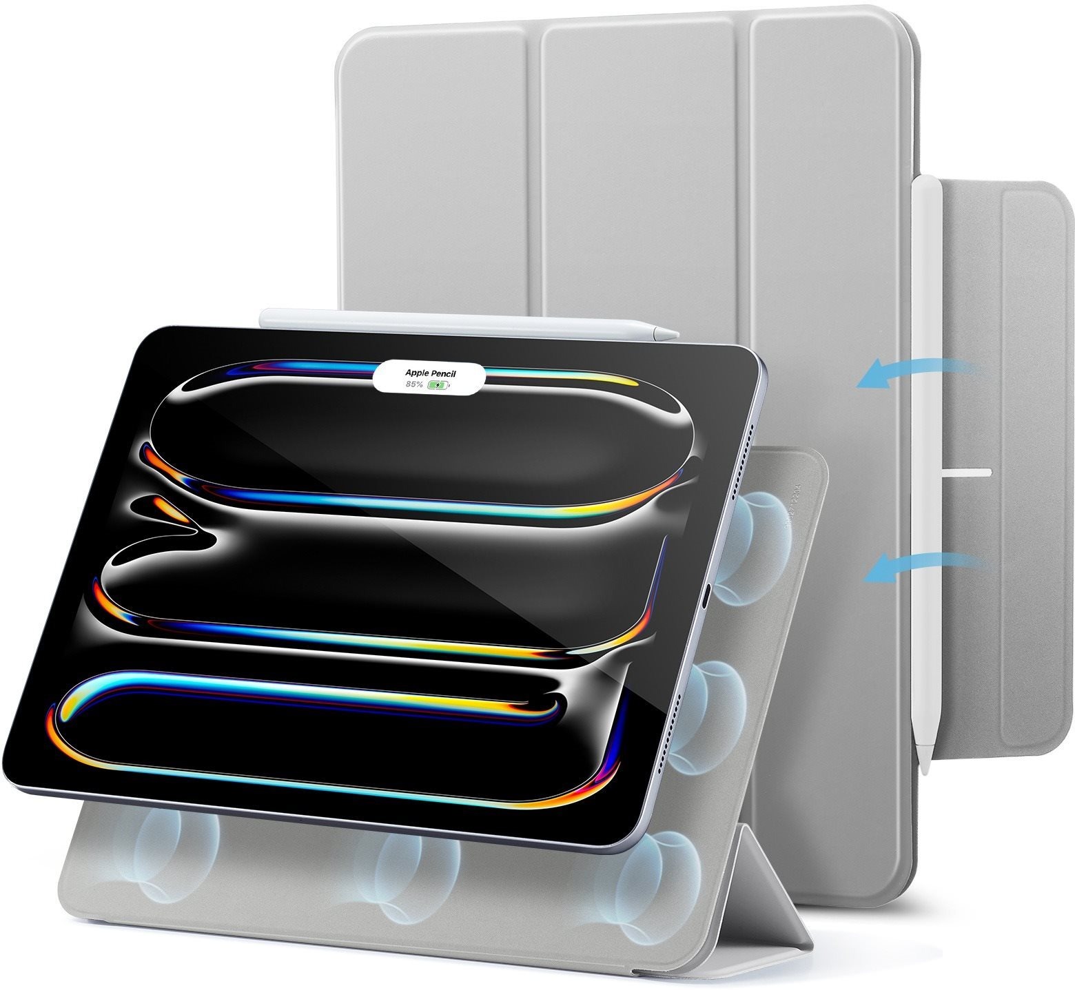 Tablet-Hülle ESR Rebound Magnetic Case, Kompatibel mit iPad Pro 11 (2024), Grau
