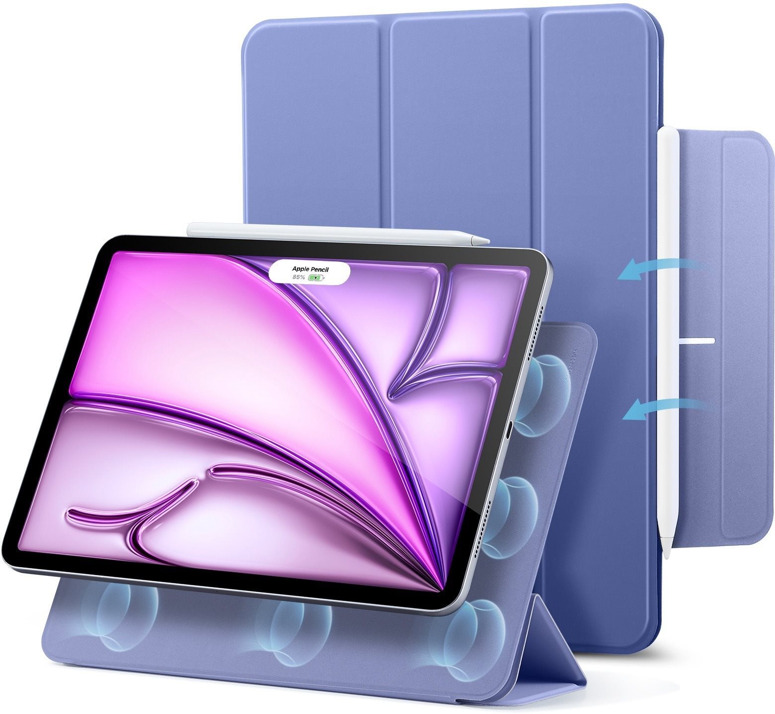 Tablet Hülle ESR Rebound Magnetic Case, Kompatibel mit iPad Air 13 (2024), Pro 12.9 (6./5./4. Generation), Lavendel