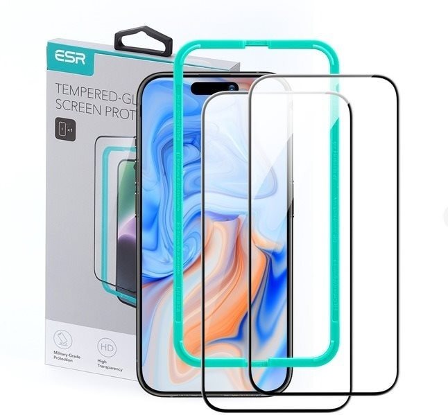 Ochranné sklo ESR Tempered-Glass Screen Protector, Compatible with iPhone 15, 2 Pack