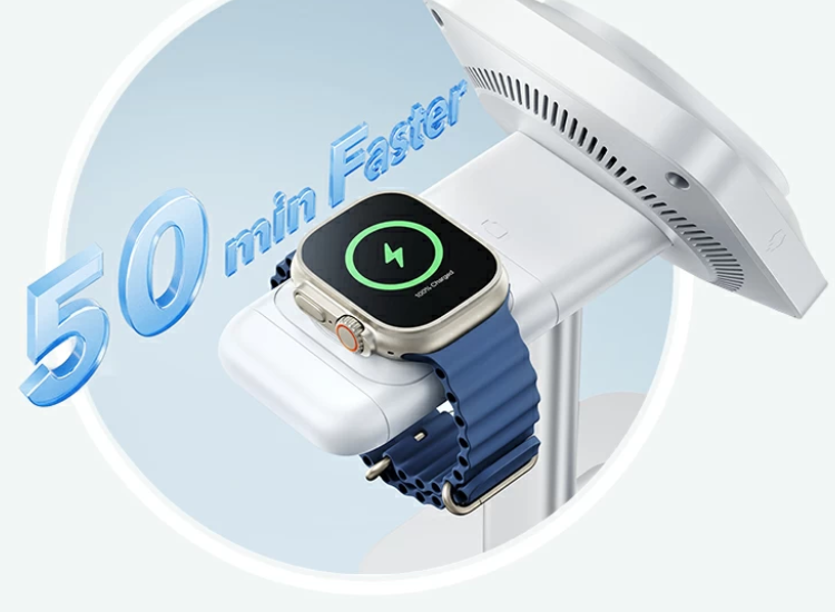 Ladestation ESR Qi2 3-in-1 Wireless Charging Station mit CryoBoost (HaloLock) Schwarzer EU-Stecker