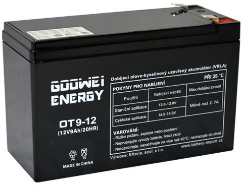 Baterie pro záložní zdroje GOOWEI ENERGY Bezúdržbový olověný akumulátor AGM OT9-12 F2, 12V, 9Ah