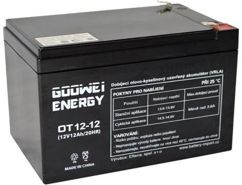 Baterie pro záložní zdroje GOOWEI ENERGY Bezúdržbový olověný akumulátor AGM OT12-12 F2, 12V, 12Ah